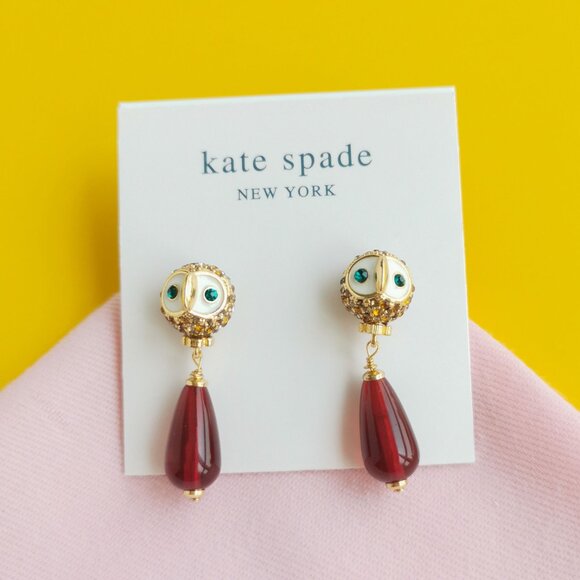Kate Spade Night Bird Gold Multicolor Drop Earrings Elegant Fashion Style - Picture 1 of 3